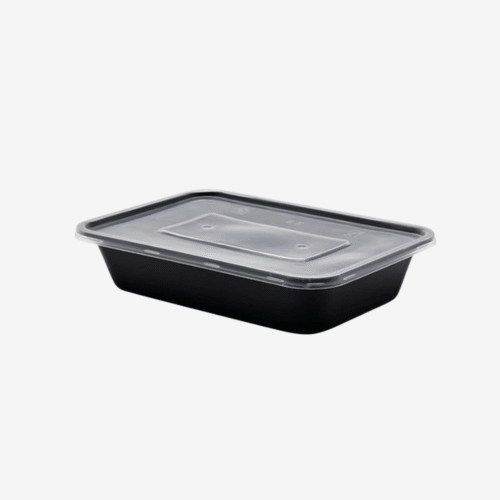 Rectangular Container 500 ml, Black With Lid (Pack of 100)