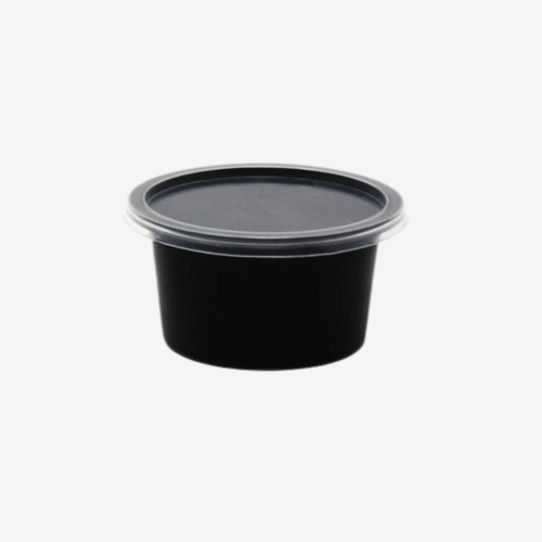 Round Container 100 ml, Black with Lid (Pack of 100)